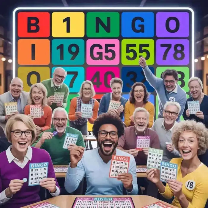 Bingo balls and colorful game cards